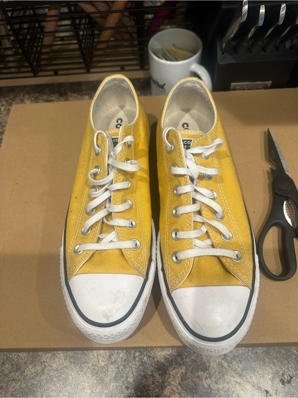 Converse Kids Yellow Low-Top Canvas Sneakers with White Laces